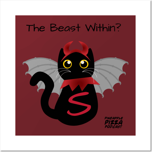 Schrödinger's Demon Cat Wall Art by Pineapple Pizza Podcast